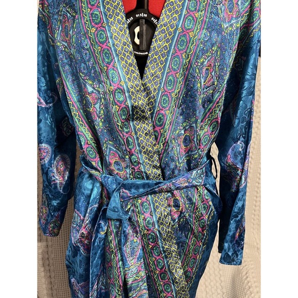 Vintage pajama set Inner Most Robe And Pant Blue Paisley Size Small - Picture 3 of 8